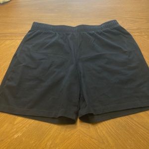Lands’ End black 100% cotton pull on elastic drawstring waist short XL 8” inseam